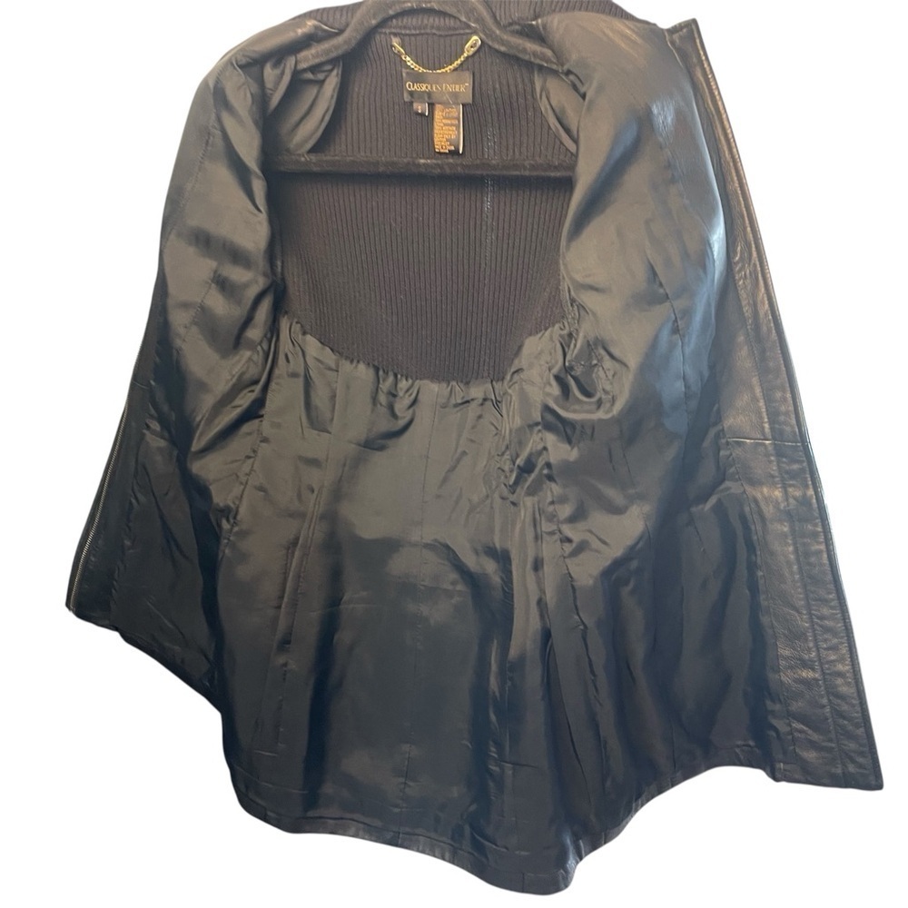 Nordstrom Classiques Entier Black Leather & Merino Wool Jacket, Minimalist, S - Picture 7 of 9